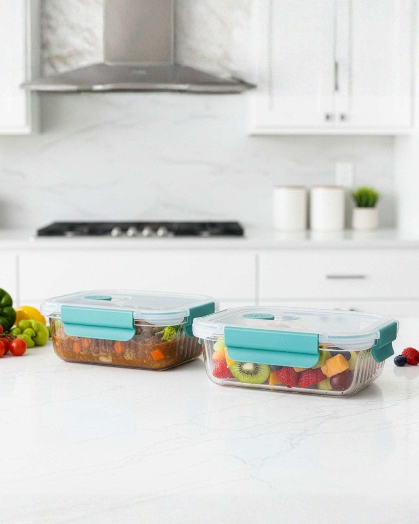 Rectangle Striped Glass Container