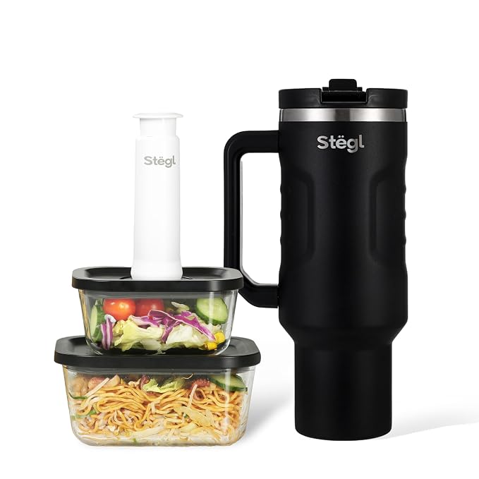 Black Tumbler With Black Glass Container Gift Combo