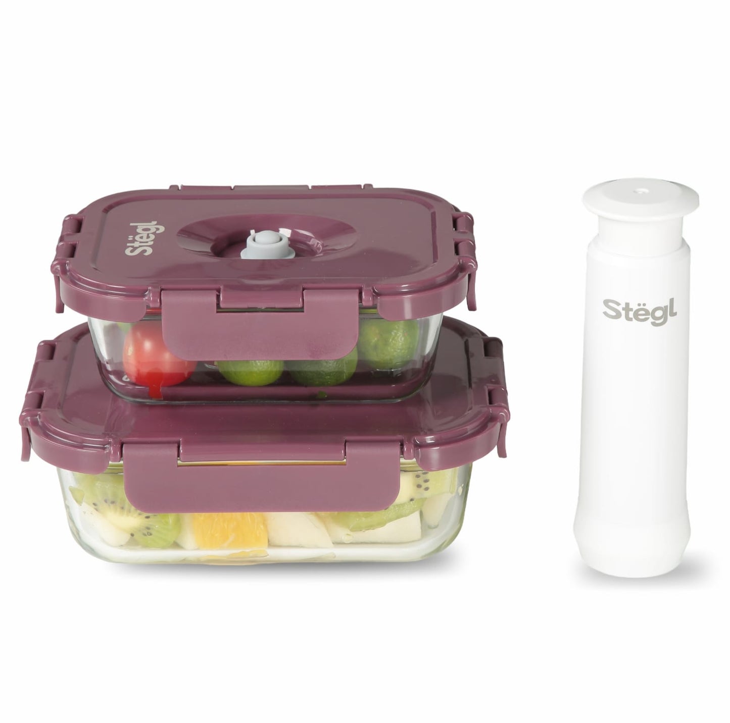 Stëgl Glass container With Vacuum Pump (Set Of 2)