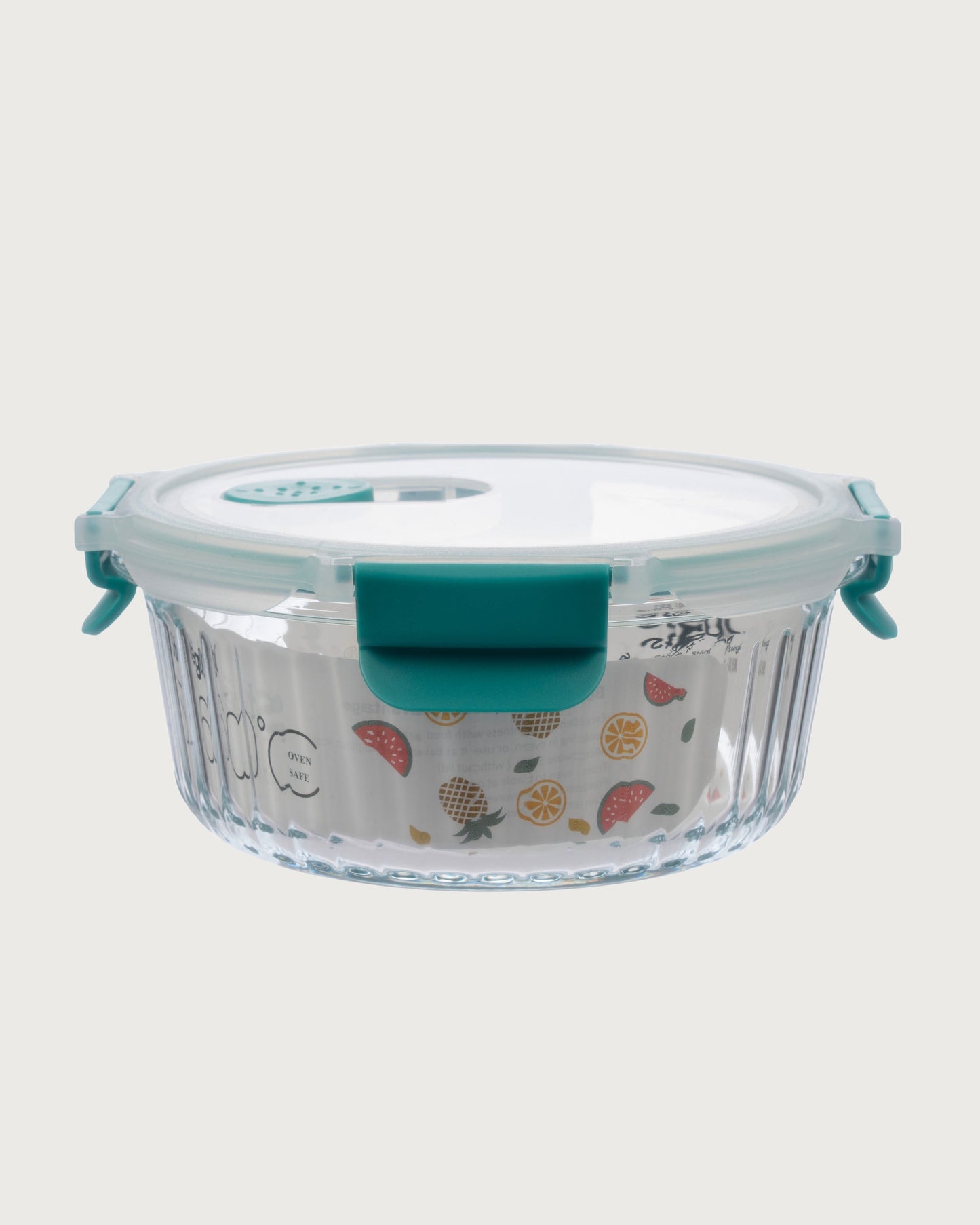 Round Striped Glass Container