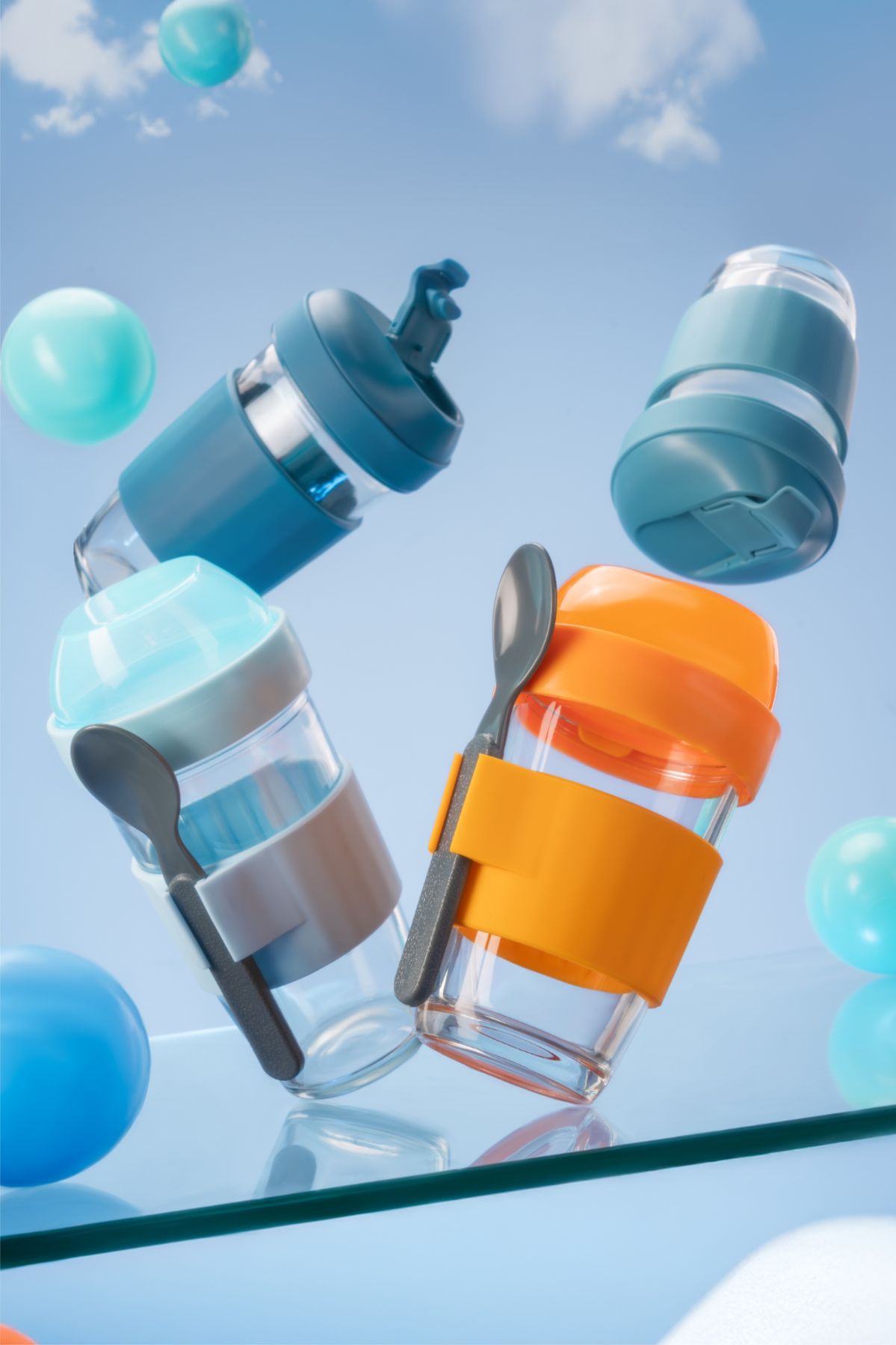 Stegl Yogurt Glass Cup With Plastic Spoon 320ml