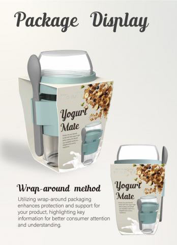 Stegl Yogurt Glass Cup With Plastic Spoon 320ml