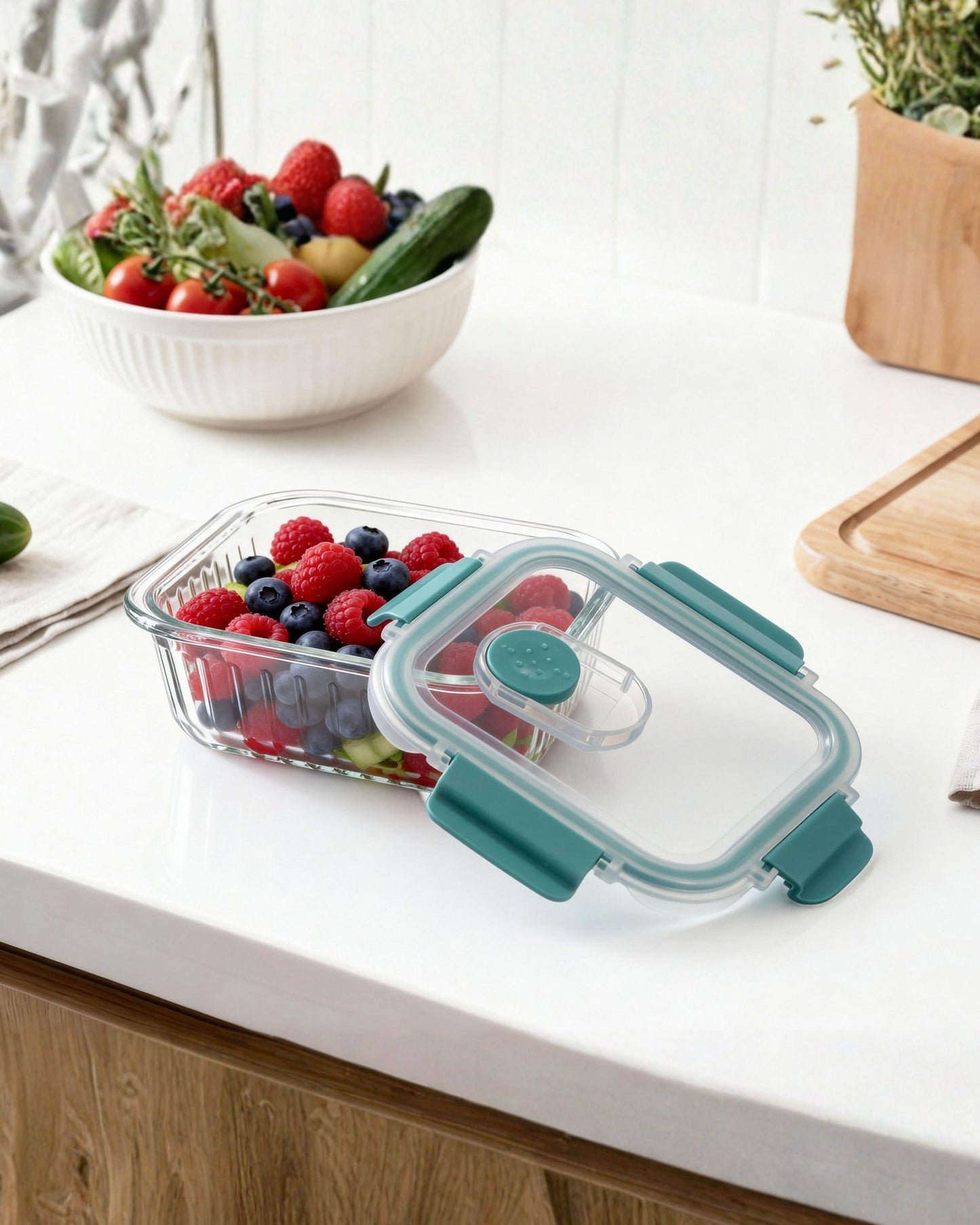 Rectangle Striped Glass Container